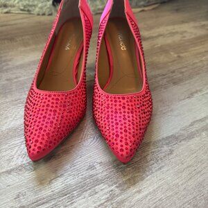 hot pink studded heels